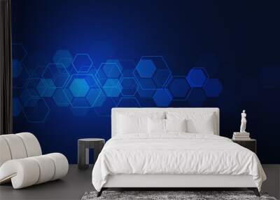 Vector hexagons pattern. Geometric abstract background with simple hexagonal elements. Medical, technology or science design. Wall mural