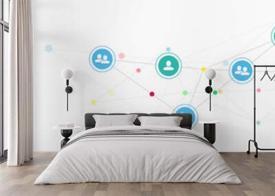 Vector illustration of connecting people and communication concept, social network. Wall mural