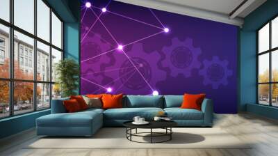 Website header or banner design with abstract geometric background and connecting dots and lines. Global network connection. Digital technology with plexus background and space for your text. Wall mural