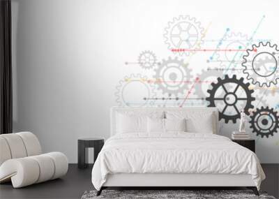 Website header or banner design with cogs and gear wheel mechanisms Wall mural