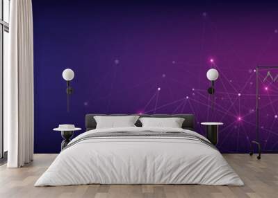 Website header or banner design with geometric abstract background of connected dots and lines. Vector illustration with plexus background and space for your text. Wall mural