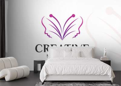 woman butterfly logo, vector abstract butterfly beauty logo Wall mural