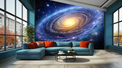 Bright spiral galaxy with countless stars Wall mural