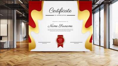 Certificate red template with modern luxury pattern and golden lines. Vector illustration and vector Luxury premium badges design. Set of retro vintage badges and labels. Wall mural