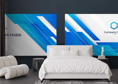 Modern blue business card design template Wall mural