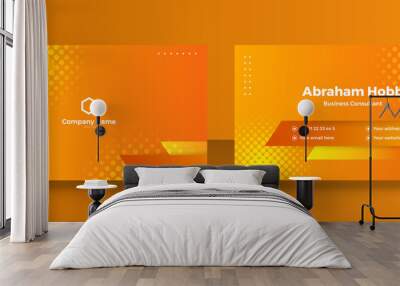 Modern creative orange yellow business card design template background Wall mural