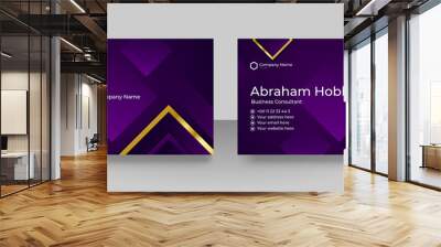 Modern dark purple and gold business card design template Wall mural