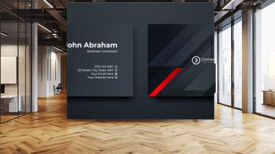 Professional Business card with red abstract design background. Wall mural