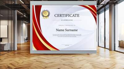 Red and gold vector professional and modern award corporate certificate design template Wall mural