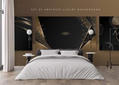 Set of abstract luxury black and gold background Wall mural