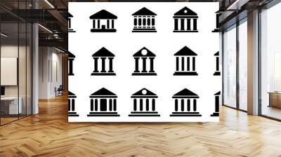 Bank icon set. Vector graphic illustration. Suitable for website design, logo, app, template, and ui. bank building vector icon. Vector Illustration. Wall mural