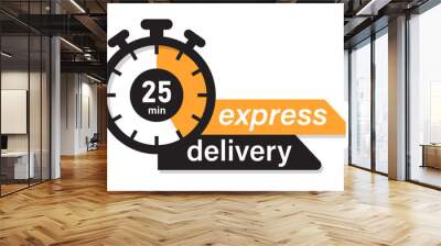 Express delivery fast shipping service vector illustration image with stopwatch in yellow color. Fast delivery icon for apps and website. Delivery concept. Flat design. Wall mural