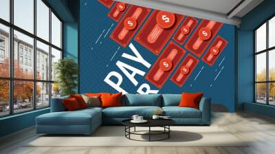 Pay per click illustration with paper notes Wall mural