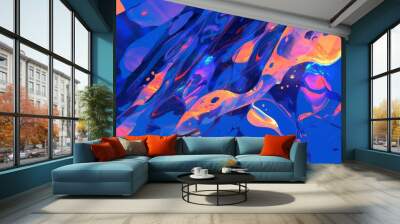 Abstract painting of water droplets in vibrant artwork Wall mural