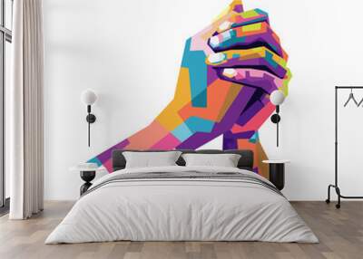 Modern pop art illustration of praying hands.  Wall mural