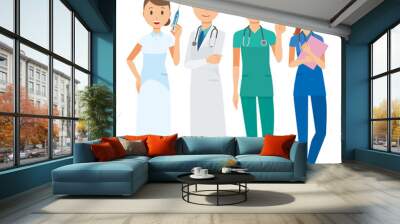 Four young medical staff members Wall mural