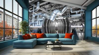 Steam turbine of power generator in an industrial thermal power plant Wall mural