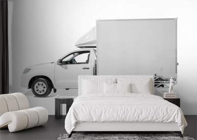 White delivery truck with blank sides ready for custom text or l Wall mural