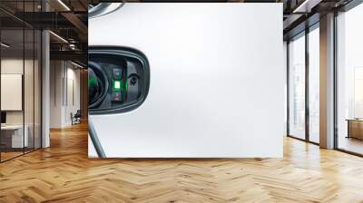 White electric car charging with copy space, Technology electric vehicle concept Wall mural