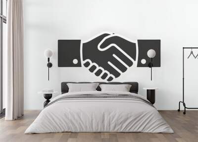 An icon of a handshake with a professional appearance on a plain white background Wall mural