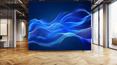 Beautiful abstract wave technology digital network background with blue light digital effect corporate concept  Wall mural