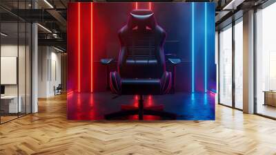 Gradient background with a gaming theme and a gamer chair. Wall mural