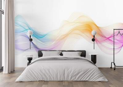 Vibrant single-line wave with a white backdrop Wall mural