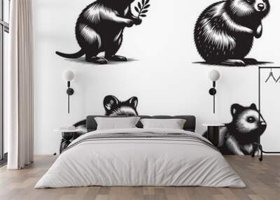 quokka silhouette set , quokka silhouette set png ,quokka silhouette set images Wall mural