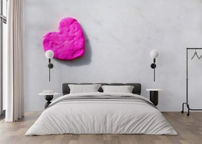 heart from plasticine on a light background, a symbol of love, copy space Wall mural