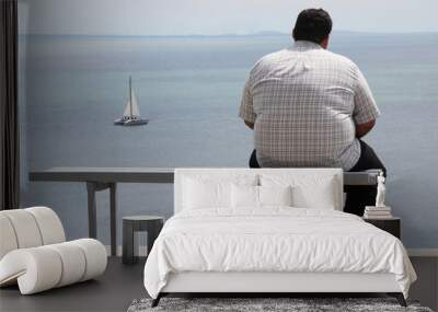 A man sitting on the bench Wall mural