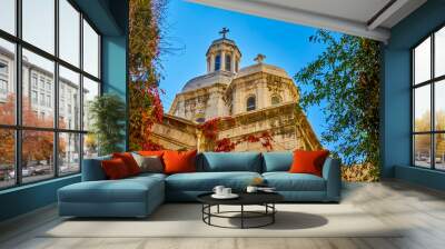 Second Station of the Way of the Cross - Place of the Placement of the Cross. Franciscan monastery, dome of the Chapel of the Laying of the Cross. Jerusalem, Israel Wall mural