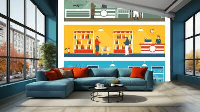 flat banners shop supermarket Wall mural