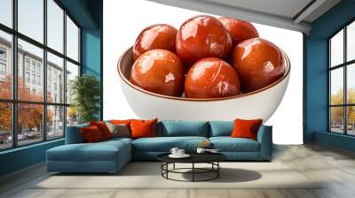 Gulab jamun in a bowl isolated on transparent background Wall mural