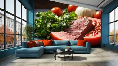 meat and vegetables Wall mural