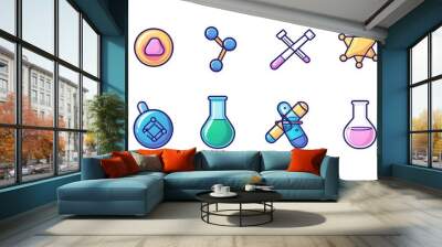 Science Icon Set Biology, Chemistry, and Physics Experiment Symbols. Wall mural