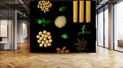 Italian food concept and menu design. Different kind of Pasta Fa Wall mural