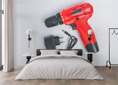 electric screwdriver on white background Wall mural