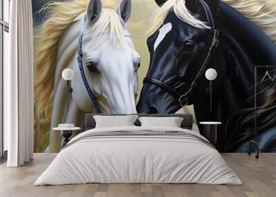 two horses in the wind Wall mural