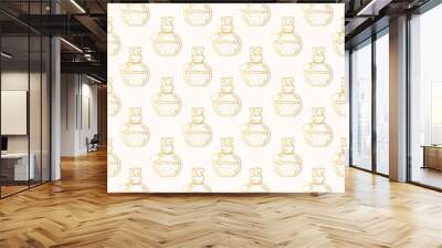 Golden Love potion seamless pattern. Vector isolated background with gold elixir for witchcraft. Wall mural