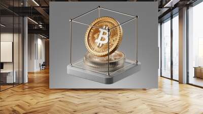 security and reliability of the bitcoin cryptocurrency 3d icons Wall mural