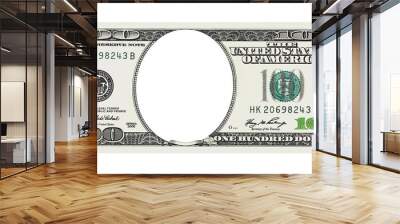 A hundred dollars bill with no face, clipping path Wall mural