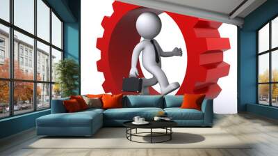 3d businessmen inside gear. business concept Wall mural