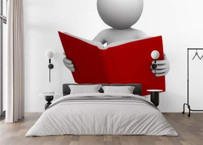 3d character reading book Wall mural