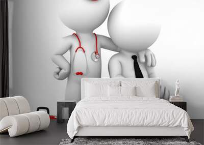 Doctor and Patient isolated on white background Wall mural