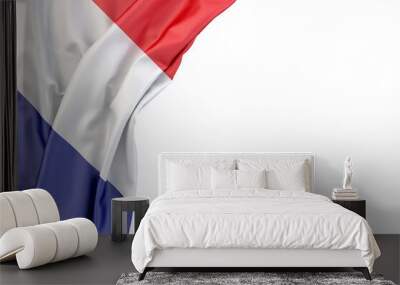 Flag of France in the corner on white background. Isolated Wall mural