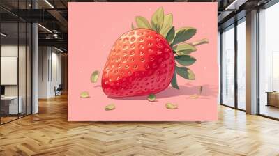 strawberry on white background. painting style , cartoon style Wall mural