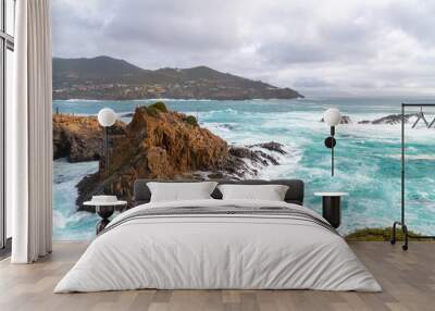 The rocky, scenic coastline along the Pacific Ocean at the cape of Punta Banda, southwest of the city of Ensenada, Mexico. Wall mural