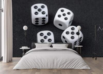 Dice Rolled 4 Fives on Black Table Wall mural