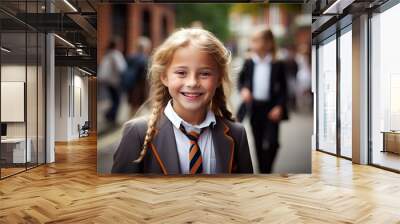 Smiling active excellent best student schoolgirl Wall mural