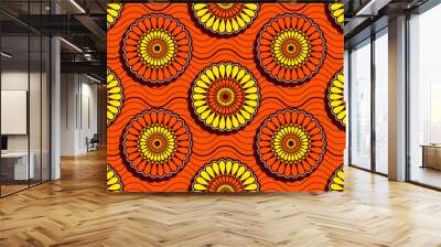 seamless pattern of african textile art, abstract flower image and background, fashion artwork for p Wall mural